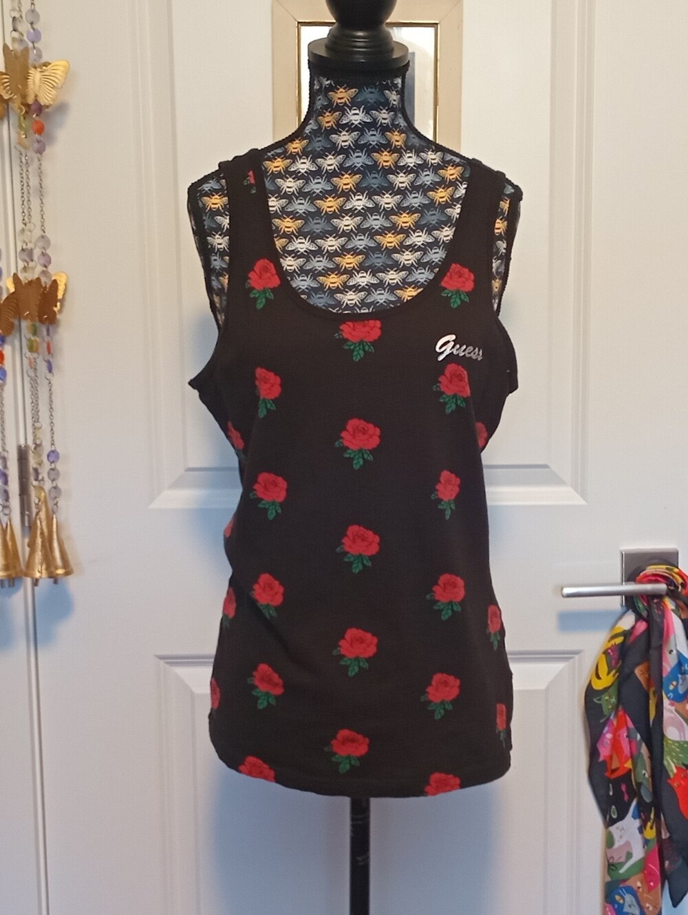 Black Guess rose tank top